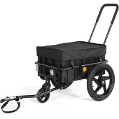 Sepnine 20316N Trailer 50KG, Abnehmbarer Griff, Regenhaube, 40cm Räder - Schwarz