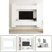 The Living Store 8-tlg. TV-Schrank-Set Weiß Holzwerkstoff