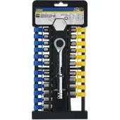 Kinzo 24-teiliges Steckschlüssel-Set mit Ratsche