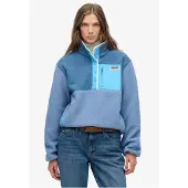 Superdry für Damen. W5012073A Blauer Colour-Block-Fleece-Pullover (XL), Lässig, Recyceltes Polyester