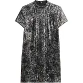 Superdry für Damen. W8012021A Silbernes Paillettenkleid (S), Party, Polyester, Kurzarm