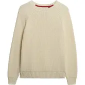Superdry für Damen. W6110672A Entspannter Rippenstrickpullover beige (S), Lässig, Baumwolle