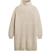 Superdry für Damen. W8011763A Beigefarbenes, klobiges Kleid (L), Lässig, Acryl, Langarm