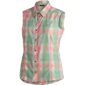 Maier Sports Funktionsbluse "Paloma", Damen, Gr. 44, bunt (canary), 85% Polyester, 15% Viskose, Blusen Funktionsbluse, ärmellose Damen Bluse, sommerliches Blusen-Shirt, Karobluse, Reg. Fit