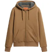 Superdry für Herren. M2013749A Hoodie mit Kapuze mit Reißverschluss und braunem Fleecefutter (S), Lässig, Baumwolle, Nachhaltig