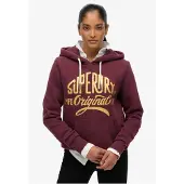 Superdry für Damen. W2012570A MFG Original Metallic Kapuzenpullover in Lila (XS), Lässig, Kastanienbraun, Baumwolle