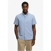 Superdry für Herren. M4011101A Schickes blaues Oxford-Hemd (S), Lässig, Baumwolle, Kurzarm