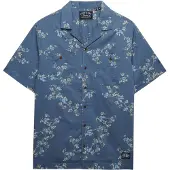 Superdry für Herren. M4011130A Bedrucktes Hemd blau (M), Lässig, Baumwolle, Kurzarm