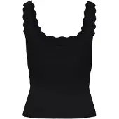JDY Stricktop "JDYNANNA S/L SCALLOP EDGE TOP KNT NOOS", Damen, Gr. XS, schwarz, Strick, Obermaterial: 80% Viskose, 20% Nylon, unifarben, regular fit normal, Rundhals, Tops Stricktop, Viskosemischung