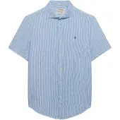 Superdry für Herren. M4011104A Hemd in Riviera-Blau (XL), Lässig, Leinen, Kurzarm