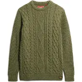 Superdry für Herren. M6110638A Zopfstrickpullover Jacob grün (XL), Lässig, Acryl, Nachhaltig