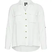 Vero moda Hemdbluse "VMBUMPY L/S SHIRT NEW CURVE GA NOOS", Damen, Gr. 46, weiß (snow weiß), Web, Obermaterial: 100% Viskose, unifarben, regular fit hüftbedeckend, V-Ausschnitt, Blusen Hemdbluse