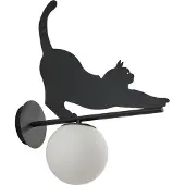 LINDBY Außenwandleuchte Katti, Metall, schwarz, IP44, Katze