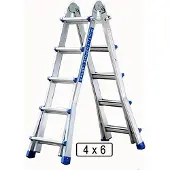 Vago-Tools Alu Leiter Klappleiter 4 x 6 Teleskopleiter Stehleiter Mehrzweckleiter