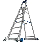 Krause STABILO Stufen-StehLeiter, fahrbar mit Traverse, 7 Stufen, 127310