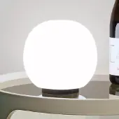 Casablanca Tischlampe Acai, weiß/schwarz, Glas, Ø 16 cm, E27