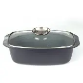 Royalty Line ACR32M Bratpfanne Induktion - 6 Liter - 32 cm - Bratpfanne Induktion für alle Wärmequellen - Backofenfrei - Mit Aromataste und Glasdeckel - Schwarz