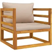 Syfax Gartensessel mit Kissen Taupe Massivholz Akazie