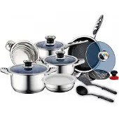 Royalty Line RL-16RGNM: Premium-Kochgeschirr-Set aus Edelstahl, 16-teilig