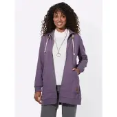 Casual Looks Shirtjacke "Sweatshirtjacke", Damen, Gr. 52, lila (feige), 82% Baumwolle, 18% Polyester, unifarben, Shirts Shirtjacke