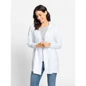 Inspirationen Shirtjacke "Shirtjacke", Damen, Gr. 38, weiß, 100% Baumwolle, unifarben, V-Ausschnitt, Shirts Shirtjacke