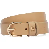 Tommy Hilfiger Ledergürtel "ESSENTIAL EFFORTLESS 2.5 cm breit GOLD", Damen, Gr. 90, classic khaki, Rindsleder, Gürtel Ledergürtel, Logoemblem, weiche Haptik, ovale Einfachdornschließe