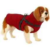 Flamingo Hundemantel Winter, Rot, 40 cm, wasserdicht, reflektierend, Fleecefutter