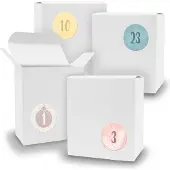 Itenga Adventskalender zum Füllen 24x Quader WEISS + Sticker V07 Z17