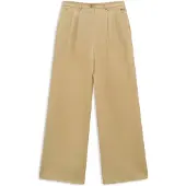 Bugatti 1100000002199 "Gerader Beinverlauf", Damen, Gr. 42, Normalgrößen, beige (130, moos), 55% Baumwolle, 42% Polyester, 3% Elasthan, unifarben, gerade, Hosen 1100000002199, mit doppelter Bundfalte