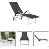 The Living Store Sonnenliege Textilene und Aluminium Schwarz