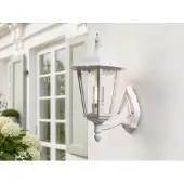 Meine Wunschleuchte LED Außenwandleuchte Weiß, nostalgische E27 Wandlaterne stehend, Höhe 44cm