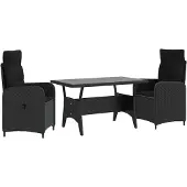 Syfax Outdoortisch-Set 3 stk. Schwarz 120 x 70 x 66 cm Poly-Rattan