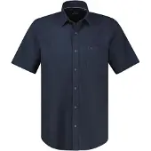 Lerros Kurzarmhemd "Lässiges Kurzarmhemd aus Baumwolle mit Streifenstruktur", Herren, Gr. XL, Normalgrößen, schwarz (classic navy), 100% Baumwolle, Hemden Kurzarmhemd