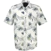 Lerros Kurzarmhemd "Casual Kurzarmhemd mit floralem Print aus leichtem Material", Herren, Gr. L, Normalgrößen, weiß (broken weiß), 60% Polyester, 40% Baumwolle, Hemden Kurzarmhemd