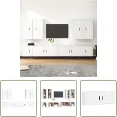 The Living Store 8-tlg. TV-Schrank-Set Weiß Holzwerkstoff