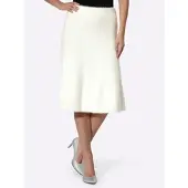 HEINE Strickrock , Damen, Gr. 50, weiß (ecru), 54% Polyamid, 30% Viskose, 16% Polyester, unifarben, wadenlang, Röcke Strickrock