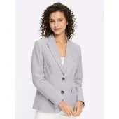 HEINE Blusenblazer "Blazer Blazer aus Seersucker", Damen, Gr. 38, marine, weiß, gestreift, Seersucker, , Modisch, Blazer Blusenblazer