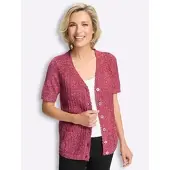 Sieh an! Strickjacke in rot-ecru-meliert | Gr.: 44