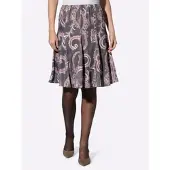 HEINE Schlupfrock "Druck-Rock Schlupfrock mit Druck-Dessin", Damen, Gr. 44, anthrazit, mauve, bedruckt, Elegant, Röcke Schlupfrock
