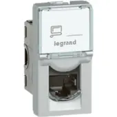 Legrand 079471 Mosaic 1-fach RJ45, Kat 6A, UTP, 1-modulig, Farbe: Aluminium