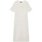 Bugatti Sommerkleid , Damen, Gr. 46, Normalgrößen, Kurzarm, 20, ecru, 70% Baumwolle, 30% Polyamid, unifarben, normal, Kleider Sommerkleid, mit Struktur aus Baumwollmix