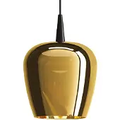 Zafferano Pendelleuchte Bilia 230V LED 8W 2700K Borosilikatglas Schwarz und Antikgold Modernes Glockendesign Hohe Effizienz CRI 90