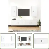 The Living Store 4-tlg. TV-Schrank-Set Weiß Holzwerkstoff