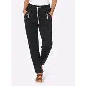 Casual Looks Schlupfhose , Damen, Gr. 22, Kurzgrößen, schwarz, 76% Polyester, 20% Viskose, 4% Elasthan, unifarben, lang, Hosen Schlupfhose
