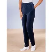 Sieh an! Schlupfhose SIEH AN "Nicki-Hose Nickihose mit 2 Seitentaschen", Damen, Gr. 22/23, N-Gr, blau (marine), Nicki, , Basic, Hosen Schlupfhose
