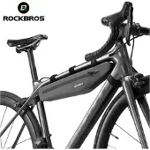 RockBros Lange, starre, wasserdichte Fahrradtasche, Rahmenmontage, 1,5 l, grau