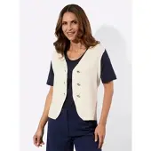 Witt Strickweste "Strickweste Strickweste mit asymmetrischem V-Ausschnitt", Damen, Gr. 54, weiß (champagner), Elegant, V-Ausschnitt, Westen Strickweste