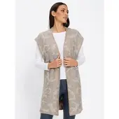 HEINE Strickweste , Damen, Gr. 36, beige (mittelblau, champagner), 53% Polyacryl, 27% Polyester, 10% Wolle, 8% Polyamid, 2% Elasthan, gemustert, mehrfarbig, Westen Strickweste