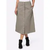 Sieh an! Jeansrock CLASSIC BASICS, Damen, Gr. 56, grau (taupe), 81% Baumwolle, 17% Polyester, 2% Elasthan, 97% Baumwolle, 3% Elasthan, unifarben, wadenlang, Röcke Jeansrock