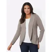 Sieh an! Strickjacke in taupe-ecru-meliert | Gr.: 48